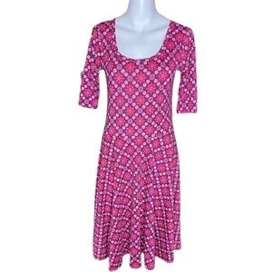 LuLaroe Nicole Dress in Blue & Pink
